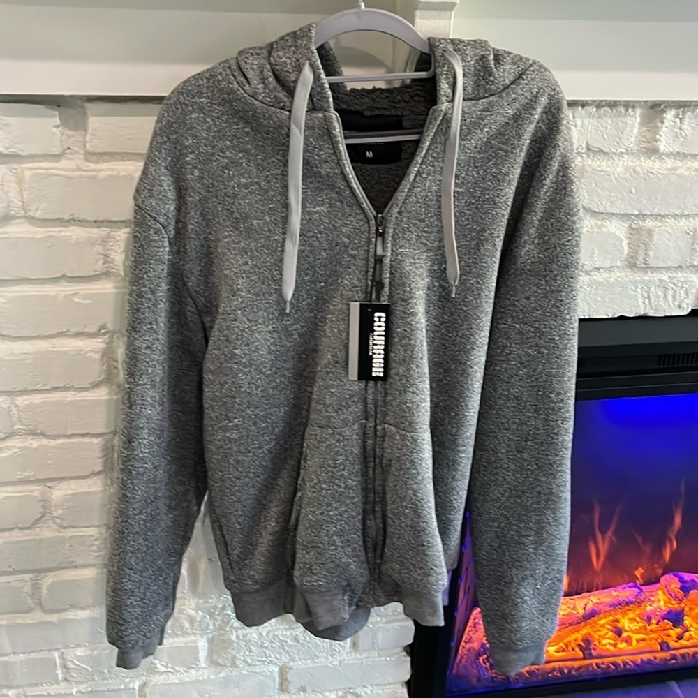 Courage Sherpa lined grey hoodie 💙